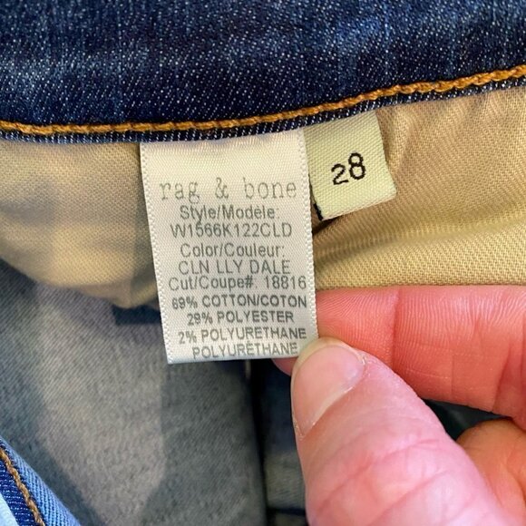 Rag & Bone Womens Ankle Slim Skinny Jeans Blue High Rise Pockets Denim 28 New - Picture 11 of 12